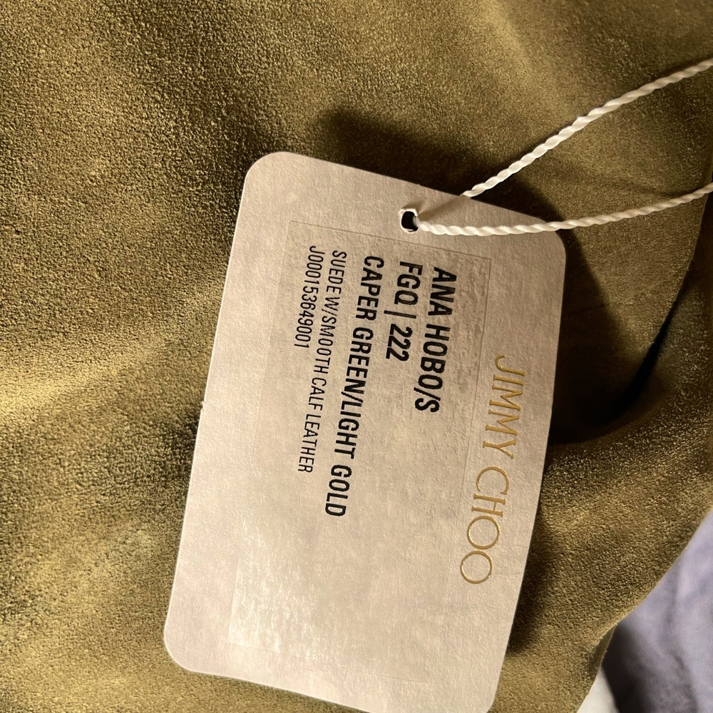 Jimmy Choo Ana Hobo Caper Green and Light Gold